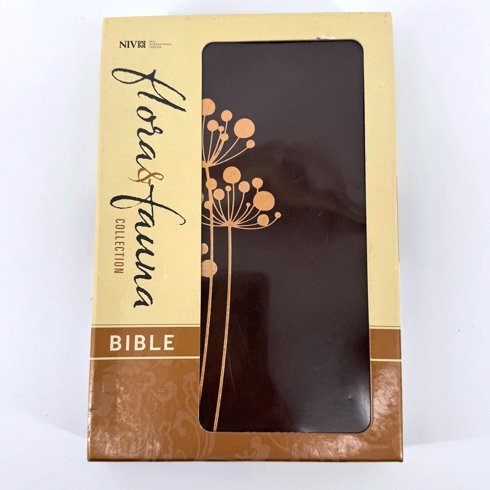 Zondervan NIV Bible Chocolate Brown Copper Flowers Italian Duo-Tone Floral